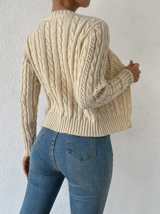 Women's Long Sleeved Cardigan Knitted Sweater Casual Autumn Winter Warm Knitwear Fashionable Women's Outerwear