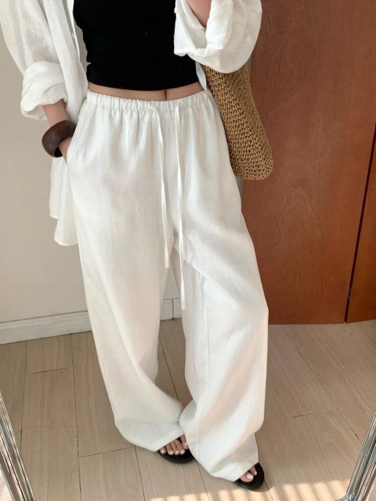 Linen Wide-Leg Pants