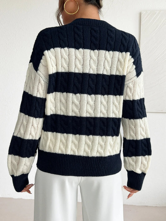 Autumn and winter new V-neck twisted flower pullover sweater for women's clothing